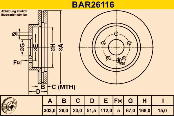 Handler.Part Brake disc BARUM BAR26116 1