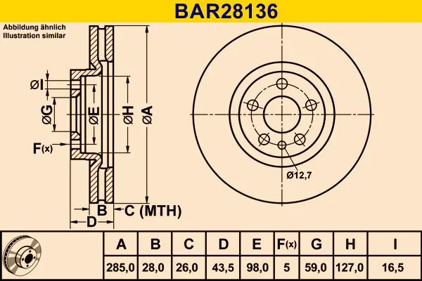 Handler.Part Brake disc BARUM BAR28136 1