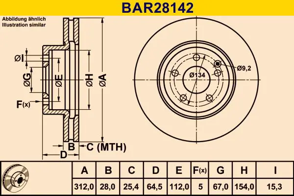 Handler.Part Brake disc BARUM BAR28142 1