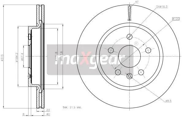 Handler.Part Brake disc MAXGEAR 192368 1