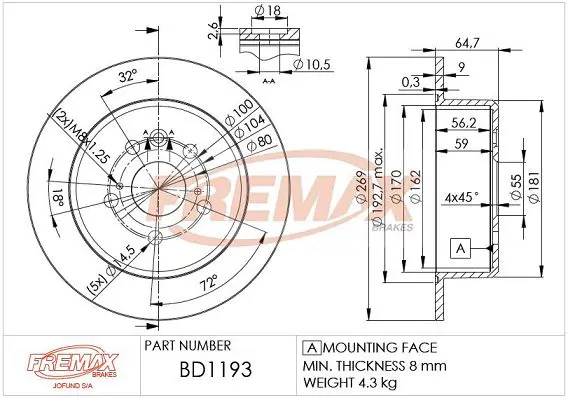 Handler.Part Brake disc FREMAX BD1193 1