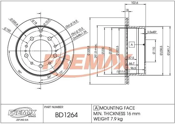 Handler.Part Brake disc FREMAX BD1264 1