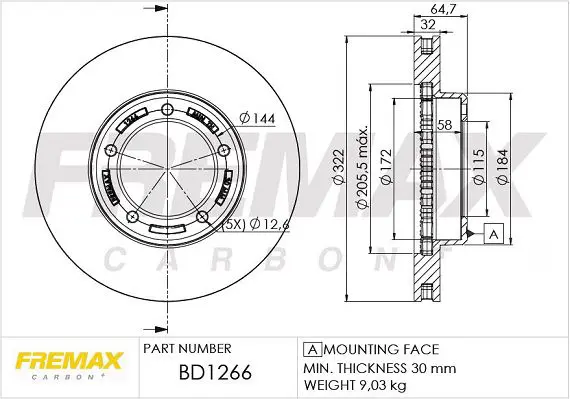 Handler.Part Brake disc FREMAX BD1266 1