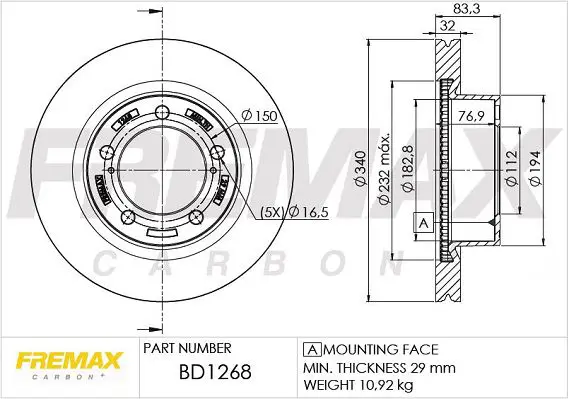 Handler.Part Brake disc FREMAX BD1268 1