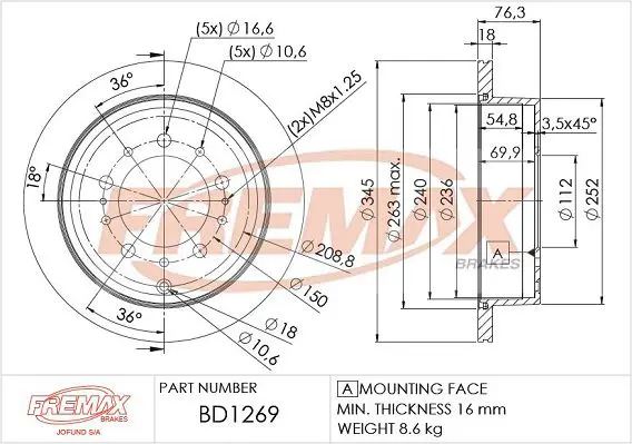 Handler.Part Brake disc FREMAX BD1269 1