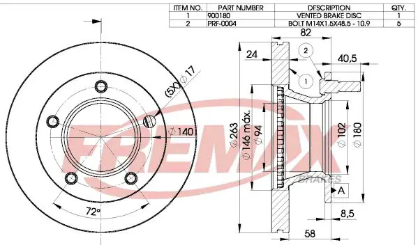 Handler.Part Brake disc FREMAX BD0180 1