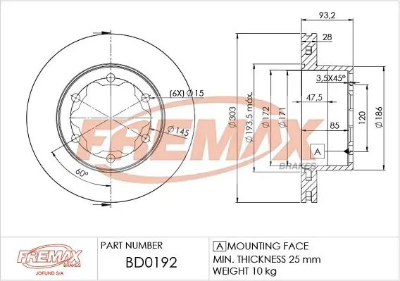 Handler.Part Brake disc FREMAX BD0192 1