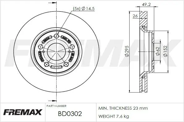 Handler.Part Brake disc FREMAX BD0302 1