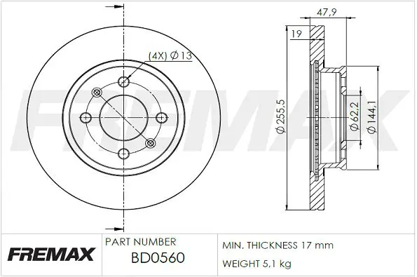 Handler.Part Brake disc FREMAX BD0560 1