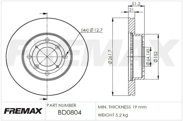 Handler.Part Brake disc FREMAX BD0804 1