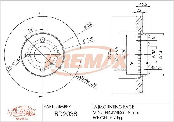 Handler.Part Brake disc FREMAX BD2038 1