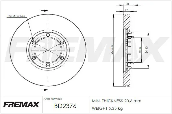 Handler.Part Brake disc FREMAX BD2376 1