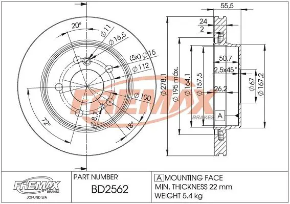 Handler.Part Brake disc FREMAX BD2562 1