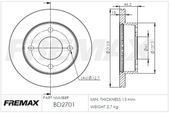 Handler.Part Brake disc FREMAX BD2701 1