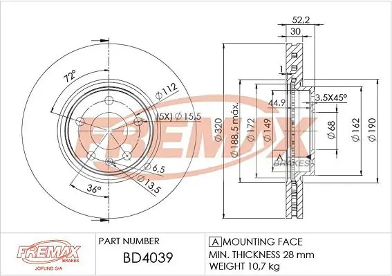 Handler.Part Brake disc FREMAX BD4039 1