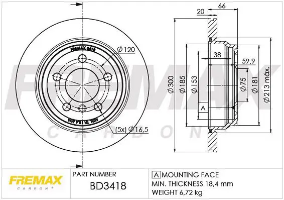 Handler.Part Brake disc FREMAX BD3418 1