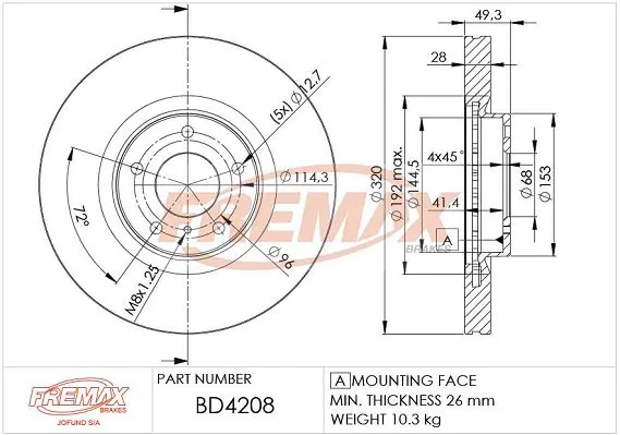 Handler.Part Brake disc FREMAX BD4208 1