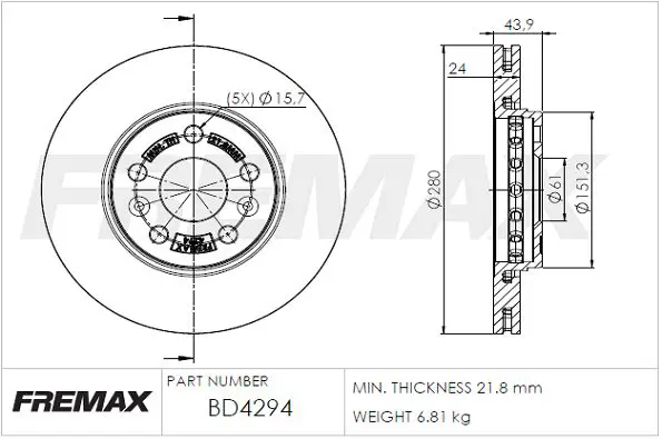 Handler.Part Brake disc FREMAX BD4294 1