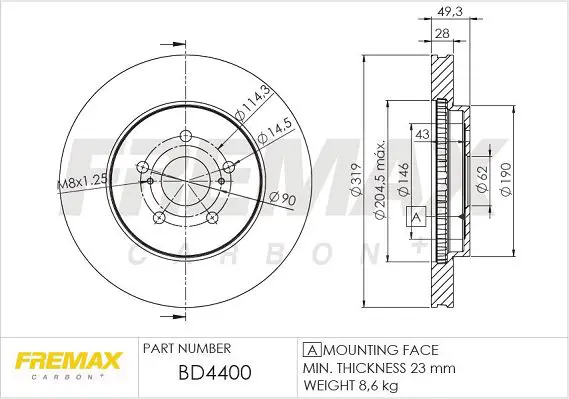 Handler.Part Brake disc FREMAX BD4400 1