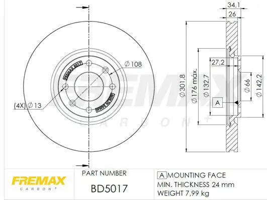 Handler.Part Brake disc FREMAX BD5017 1