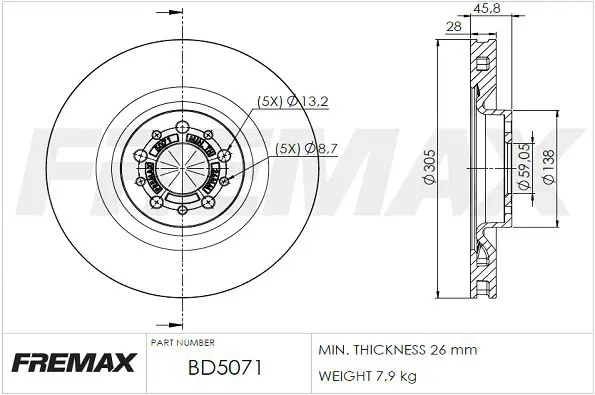 Handler.Part Brake disc FREMAX BD5071 1