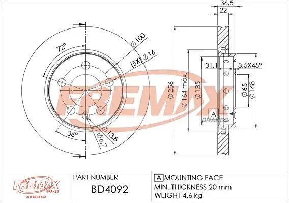 Handler.Part Brake disc FREMAX BD4092 1