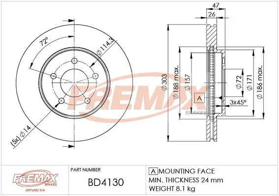 Handler.Part Brake disc FREMAX BD4130 1