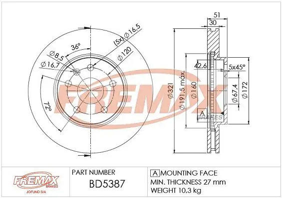 Handler.Part Brake disc FREMAX BD5387 1