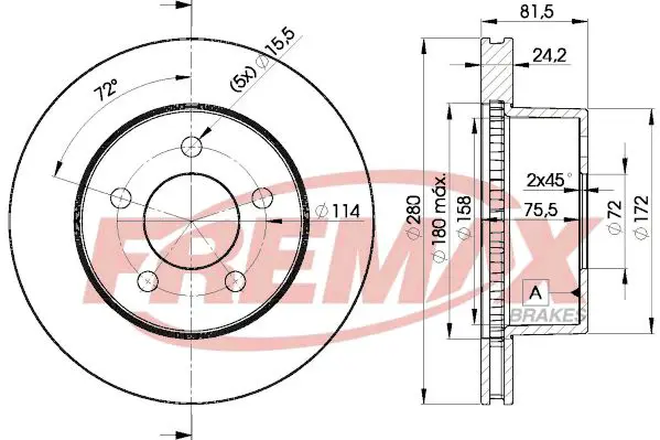 Handler.Part Brake disc FREMAX BD5115 1