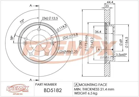 Handler.Part Brake disc FREMAX BD5182 1