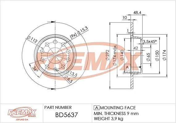 Handler.Part Brake disc FREMAX BD5637 1