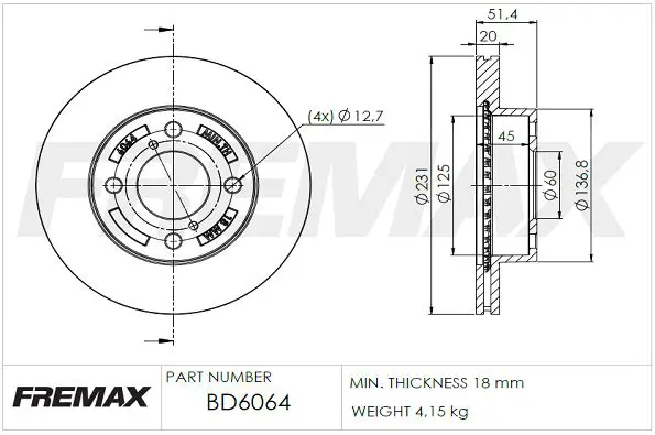 Handler.Part Brake disc FREMAX BD6064 1