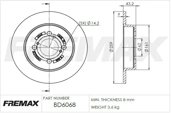 Handler.Part Brake disc FREMAX BD6068 1