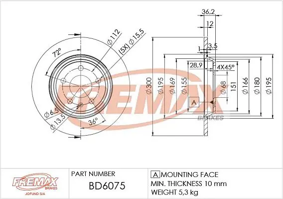 Handler.Part Brake disc FREMAX BD6075 1