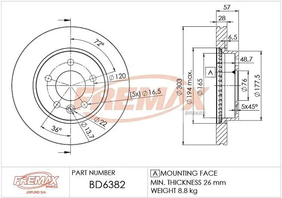 Handler.Part Brake disc FREMAX BD6382 1