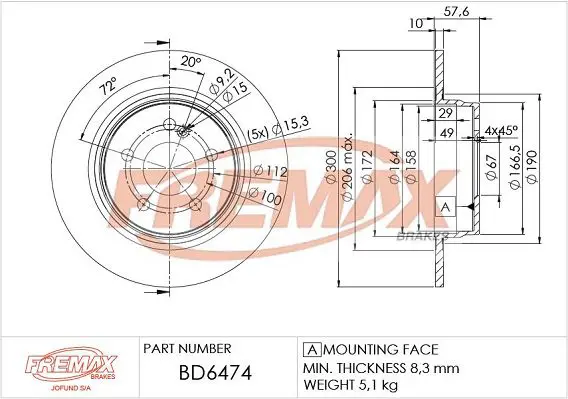 Handler.Part Brake disc FREMAX BD6474 1