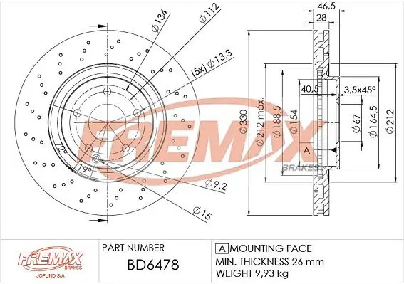 Handler.Part Brake disc FREMAX BD6478 1