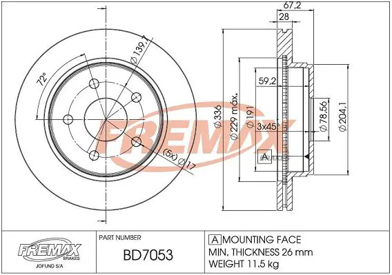 Handler.Part Brake disc FREMAX BD7053 1