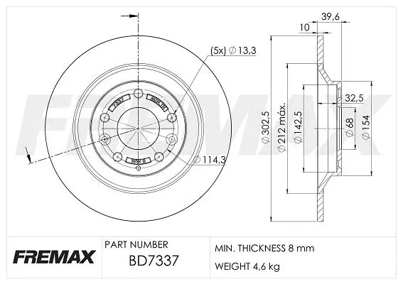 Handler.Part Brake disc FREMAX BD7337 1