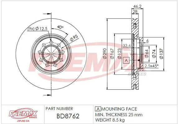 Handler.Part Brake disc FREMAX BD8762 1