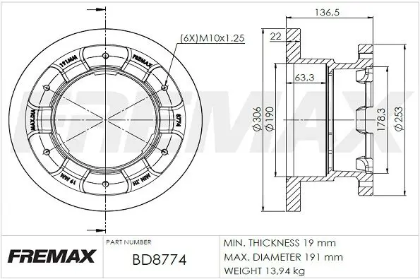 Handler.Part Brake disc FREMAX BD8774 1