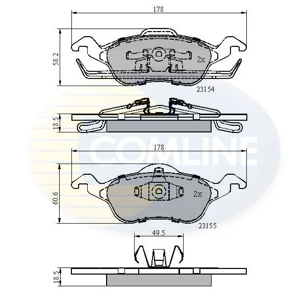 Handler.Part Brake pad set, disc brake COMLINE CBP0490 1