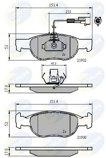 Handler.Part Brake pad set, disc brake COMLINE CBP11171 1