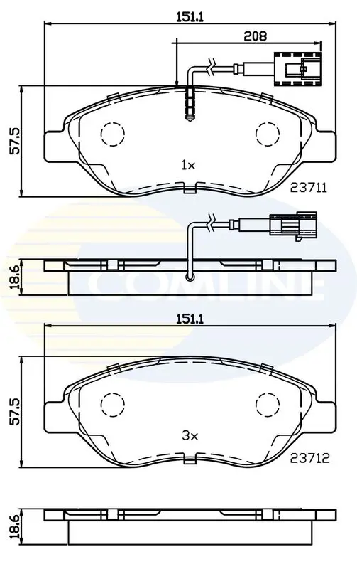 Handler.Part Brake pad set, disc brake COMLINE CBP11222 1