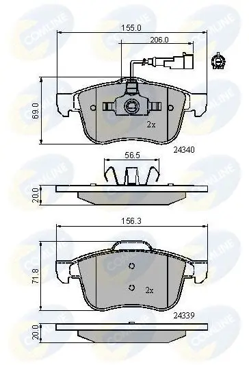 Handler.Part Brake pad set, disc brake COMLINE CBP11718 1