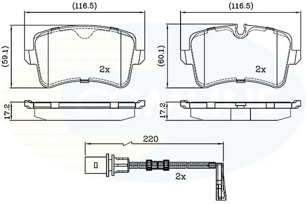 Handler.Part Brake pad set, disc brake COMLINE CBP22121 1