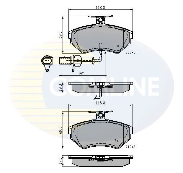 Handler.Part Brake pad set, disc brake COMLINE CBP1736 1