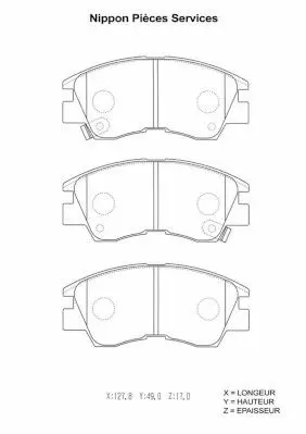 Handler.Part Brake pad set, disc brake NPS M360I27 1