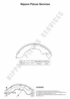 Handler.Part Brake shoe set NPS D350U07 1