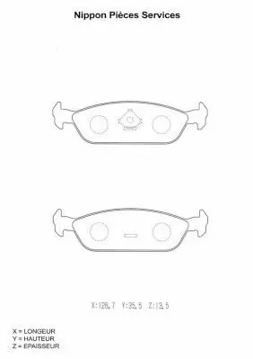 Handler.Part Brake pad set, disc brake NPS D361U00 1